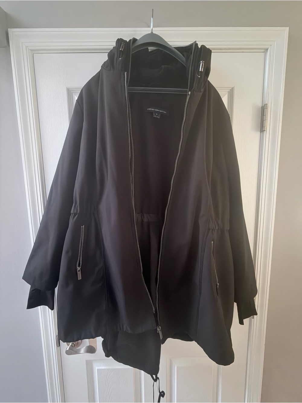 French Connection Black Hooded Coat